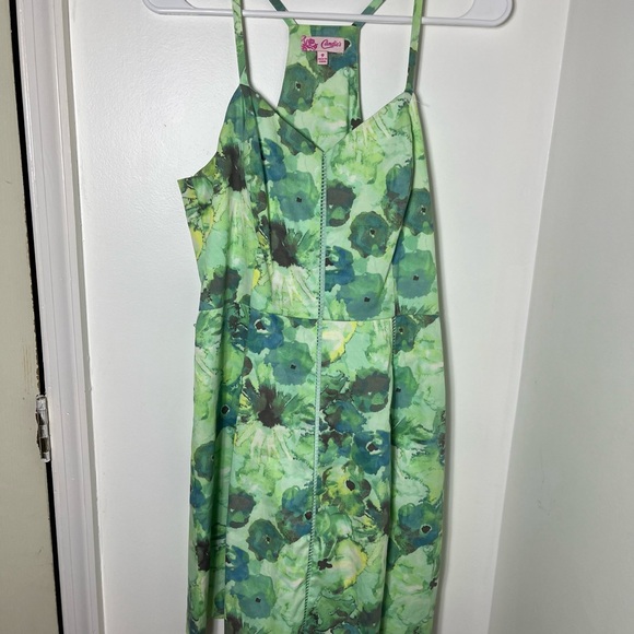 Y2K Candie’s Green Floral Strappy Dress Size 9 Fit & Flare - Picture 3 of 7